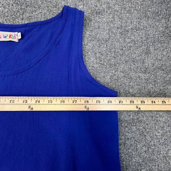 Vintage Jams World Tank Top Womens Large Blue Rayon Sleeveless Lightweight USA - Picture 4 of 7